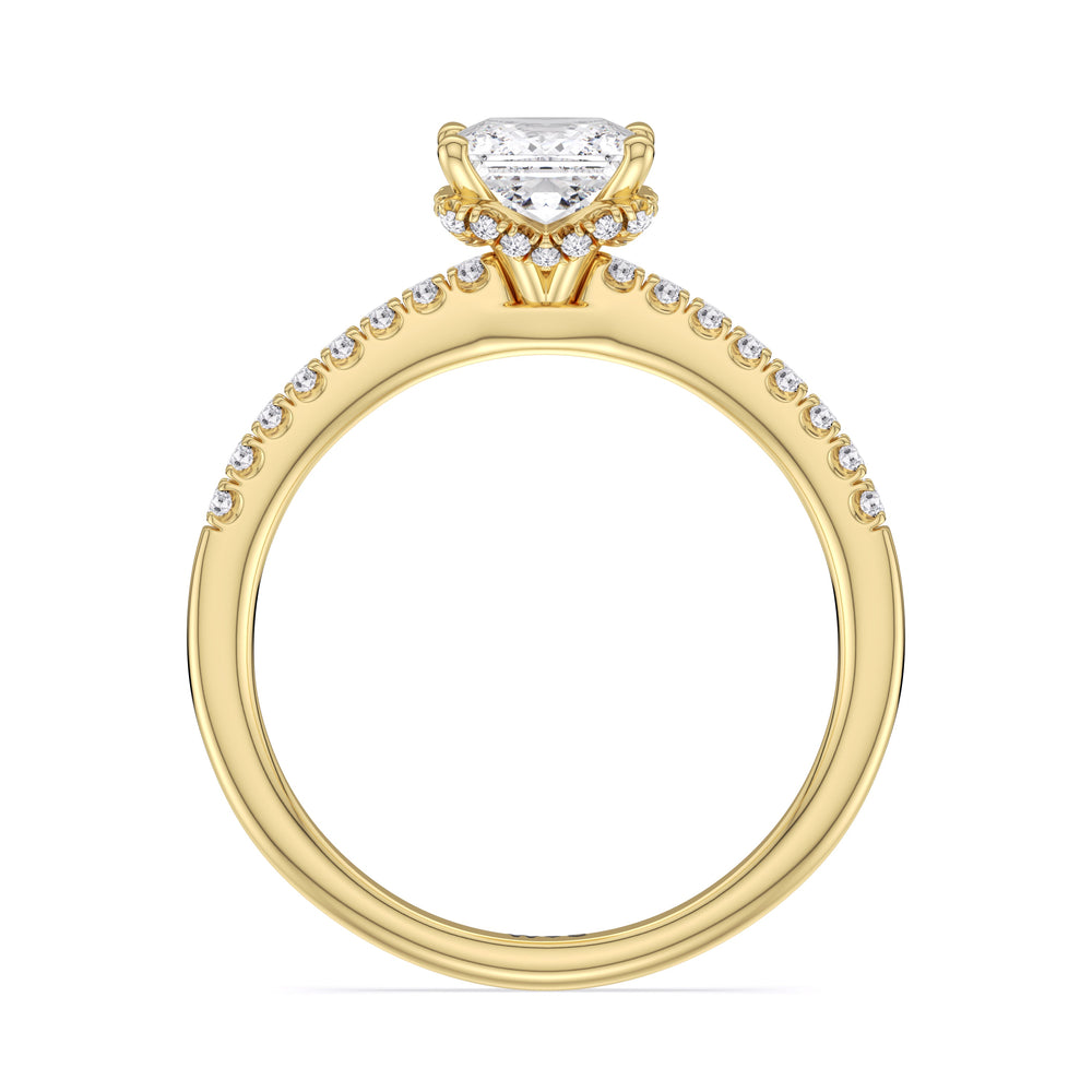 Princess Cut Arc Hidden Halo Lab Grown Diamond Engagement Ring (E+ VVS+) with Lab Grown Diamond in 14KT Yellow Gold view 2
