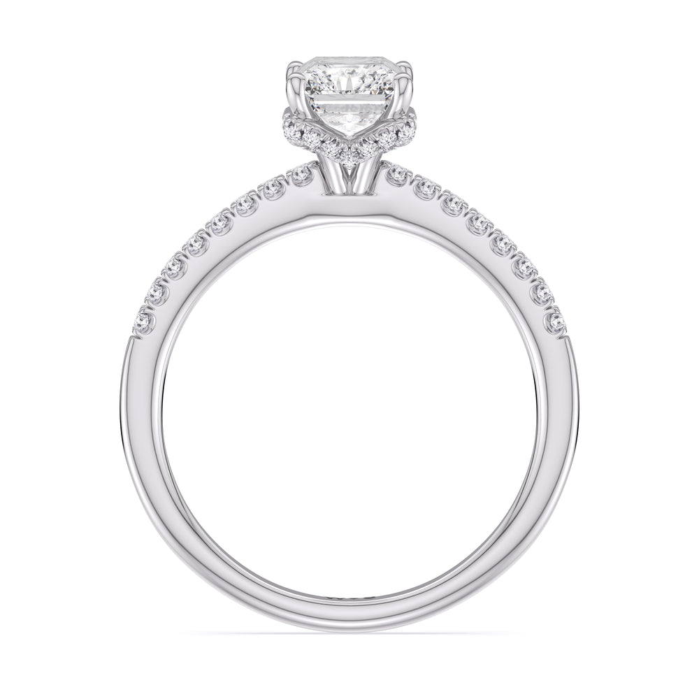 Arc Hidden Halo Engagement Ring with Radiant Cut Diamond in 14KT Platinum view 3
