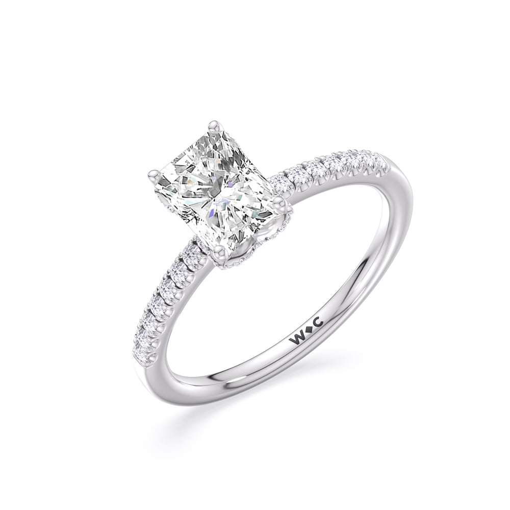 Arc Hidden Halo Engagement Ring with Radiant Cut Diamond in 14KT Platinum view 4
