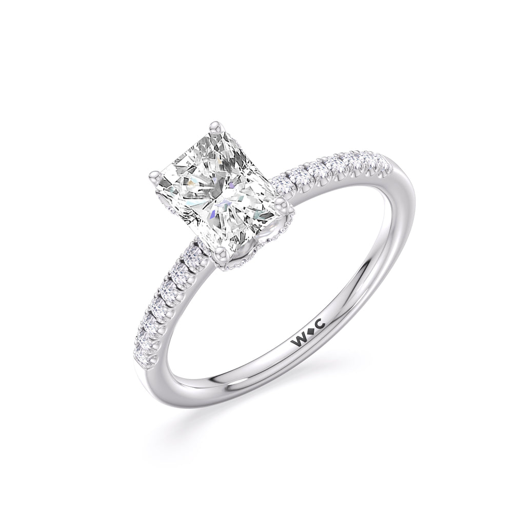 Radiant Cut Arc Hidden Halo Lab Grown Diamond Engagement Ring (E+ VVS+) with Lab Grown Diamond in 14KT Platinum view 4
