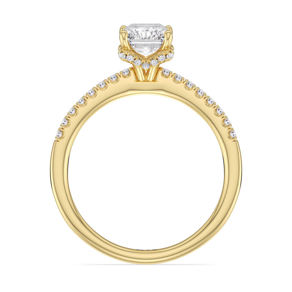 Arc Hidden Halo Engagement Ring with Radiant Cut Diamond in 14KT Yellow Gold view 3
