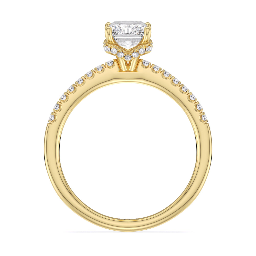 Radiant Cut Arc Hidden Halo Lab Grown Diamond Engagement Ring (E+ VVS+) with Lab Grown Diamond in 14KT Yellow Gold view 3
