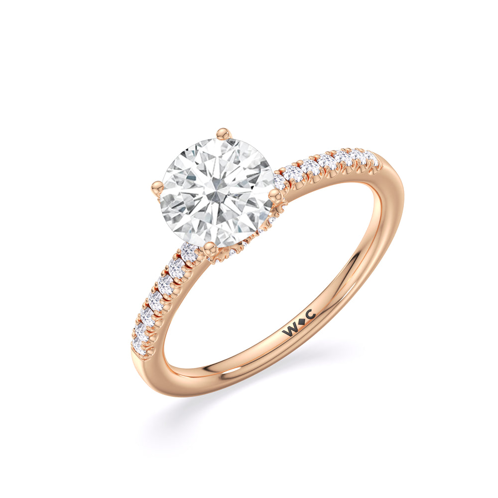 Arc Hidden Halo Engagement Ring with Round Cut Diamond in 14KT Rose Gold view 4
