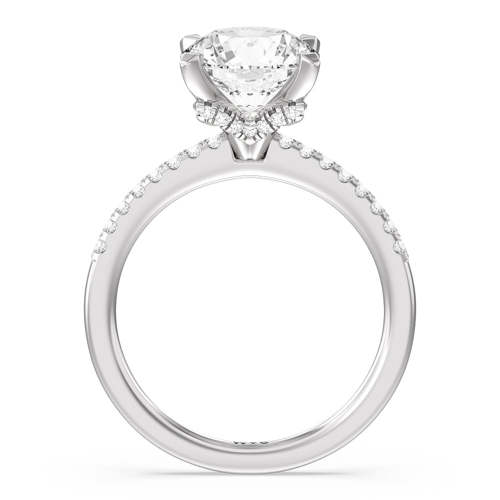 3.50 Carat Cushion Lab Created Diamond Engagement Ring with Hidden Halo 8 / White Gold