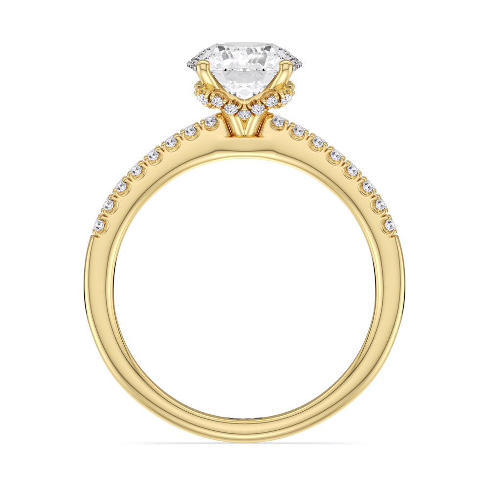 Arc Hidden Halo Engagement Ring with Round Cut Diamond in 14KT Yellow Gold view 3
