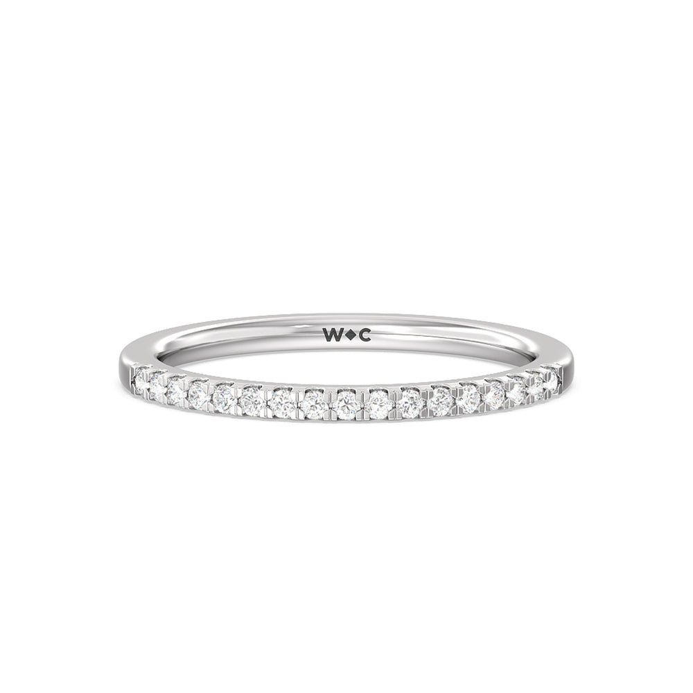 Arc Hidden Halo Diamond Wedding Band Size 4.75 with 14KT White Gold Cut Diamond in 14KT White Gold view 1

