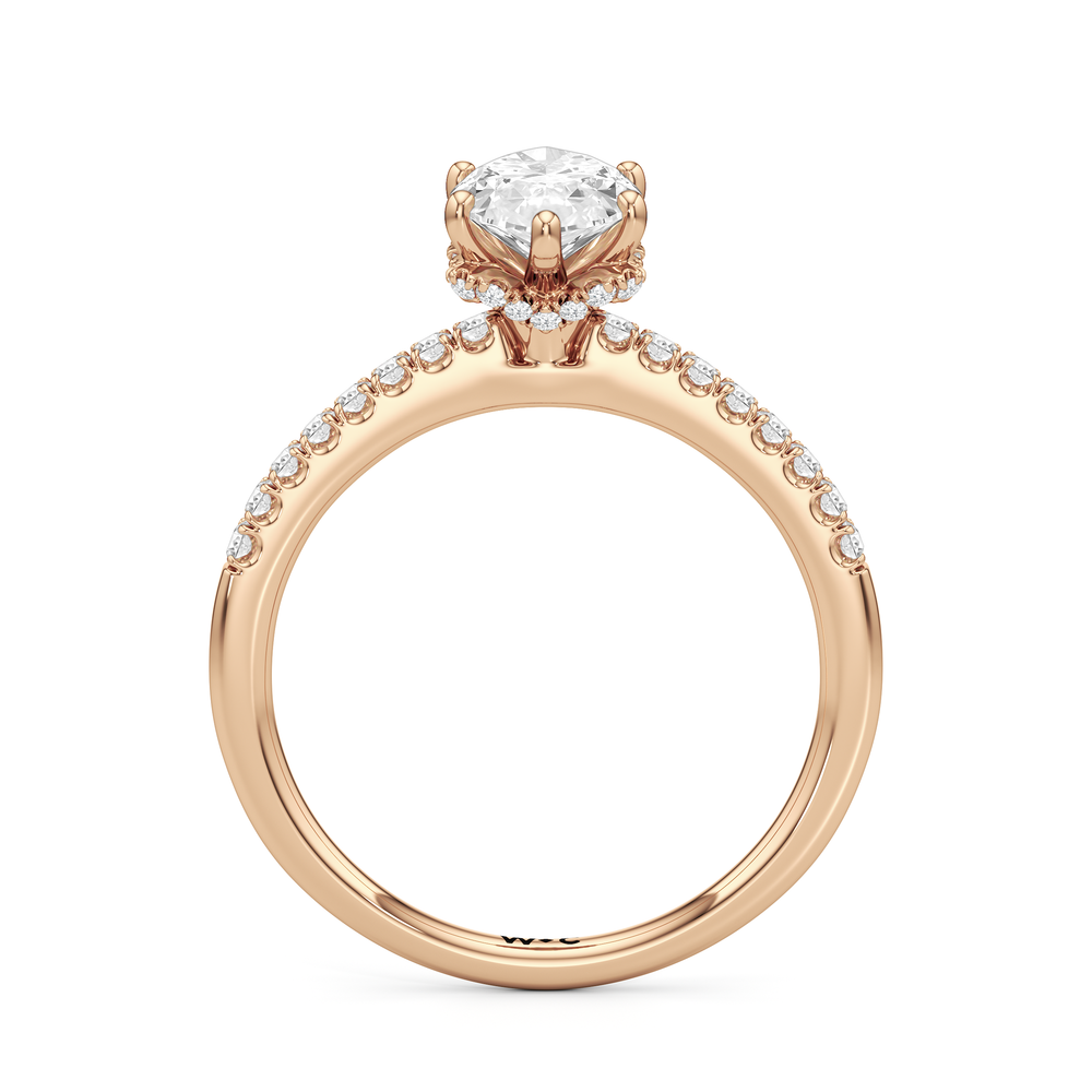 Arc Hidden Halo Engagement Ring with Marquise Cut Diamond in 14KT Rose Gold view 2
