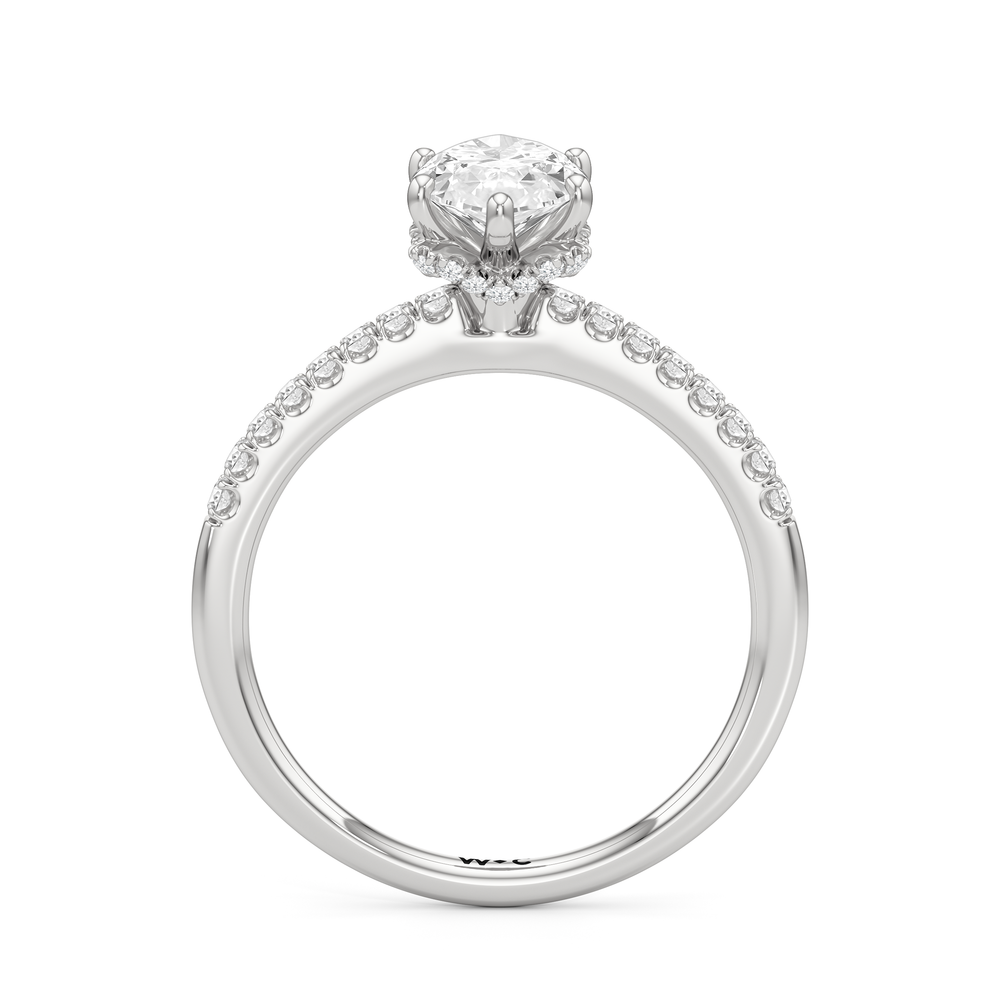 Arc Hidden Halo Engagement Ring with Marquise Cut Diamond in 14KT Platinum view 2
