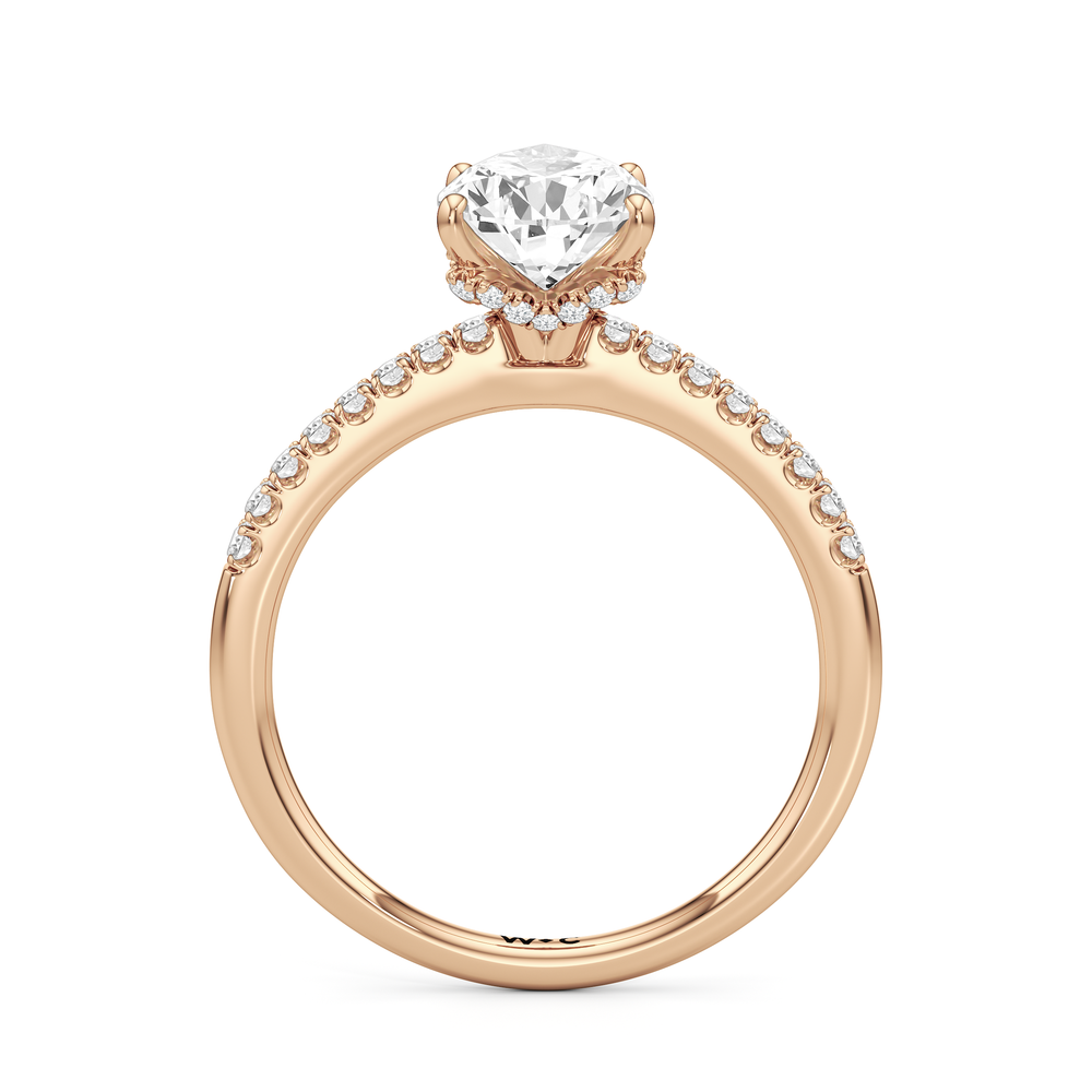 Arc Hidden Halo Engagement Ring with Pear Cut Diamond in 14KT Rose Gold view 3
