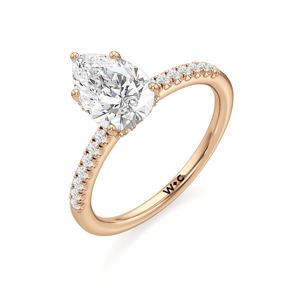 Arc Hidden Halo Engagement Ring with Pear Cut Diamond in 14KT Rose Gold view 4
