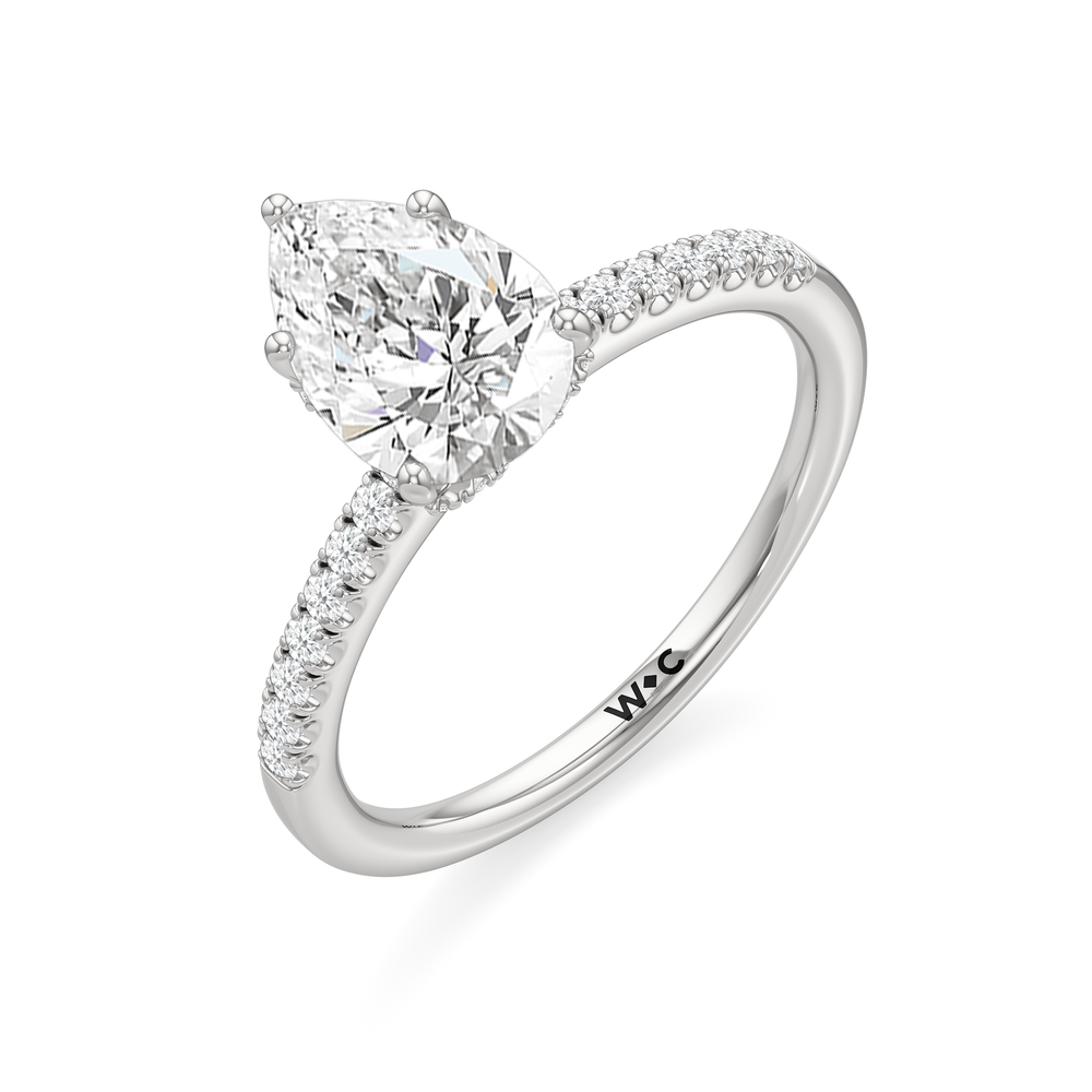 Arc Hidden Halo Engagement Ring with Pear Cut Diamond in 14KT Platinum view 4
