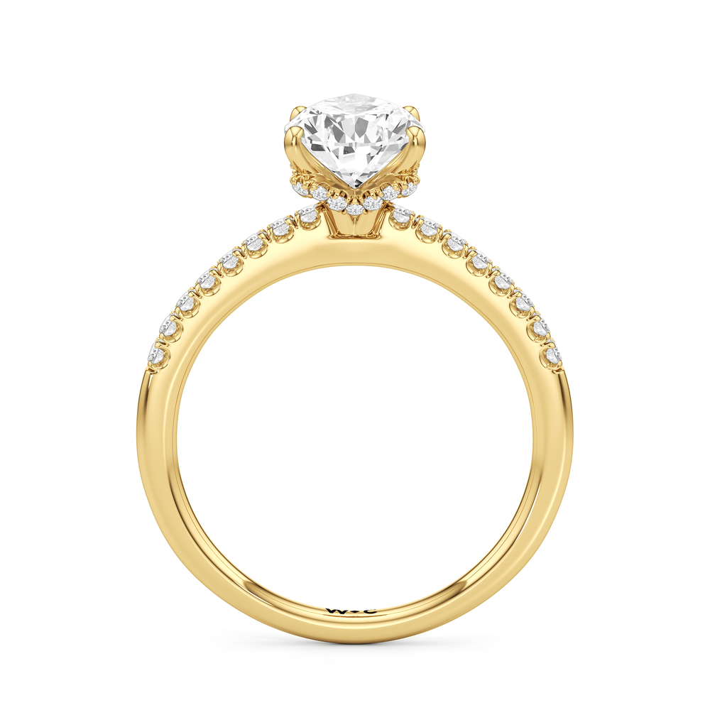 Arc Hidden Halo Engagement Ring with Pear Cut Diamond in 14KT Yellow Gold view 3
