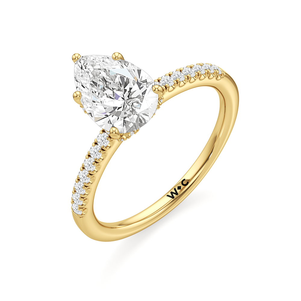 Arc Hidden Halo Engagement Ring with Pear Cut Diamond in 14KT Yellow Gold view 4
