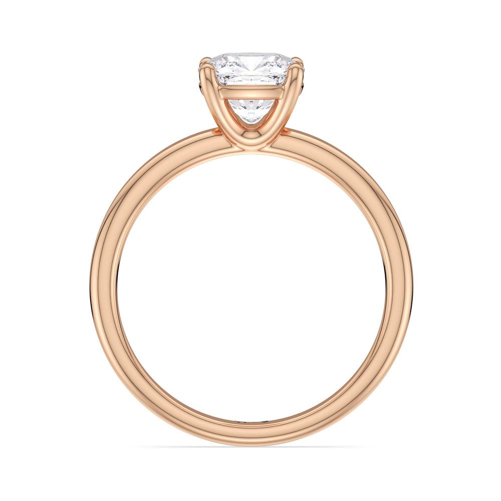 Cushion Cut Classic Four Prong Petite Comfort Fit Solitaire Engagement Ring (E+ VVS+) with Lab Grown Diamond in 14KT Rose Gold view 2
