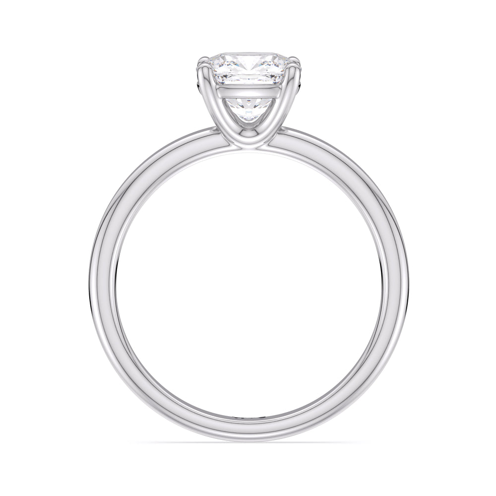 Cushion Cut Classic Four Prong Petite Comfort Fit Solitaire Engagement Ring (E+ VVS+) with Lab Grown Diamond in 14KT Platinum view 2
