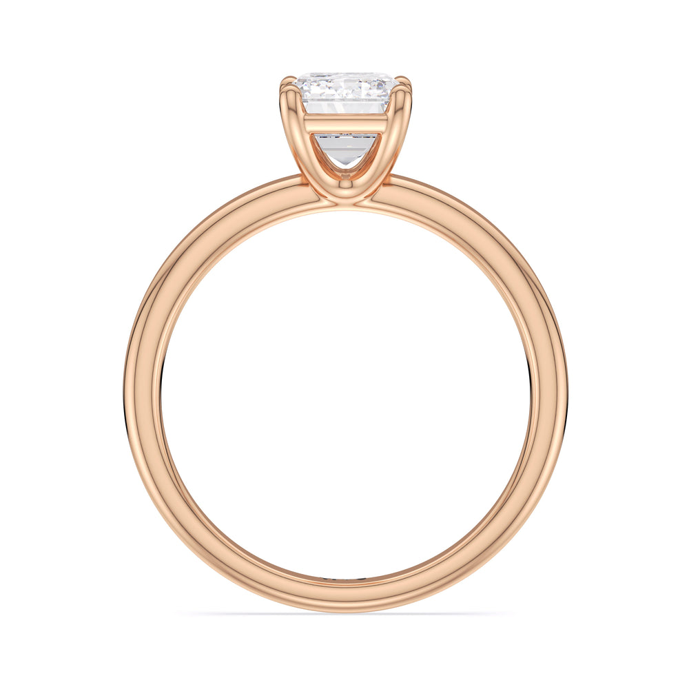 Emerald Cut Classic Four Prong Petite Comfort Fit Solitaire Engagement Ring (E+ VVS+) with Lab Grown Diamond in 14KT Rose Gold view 3
