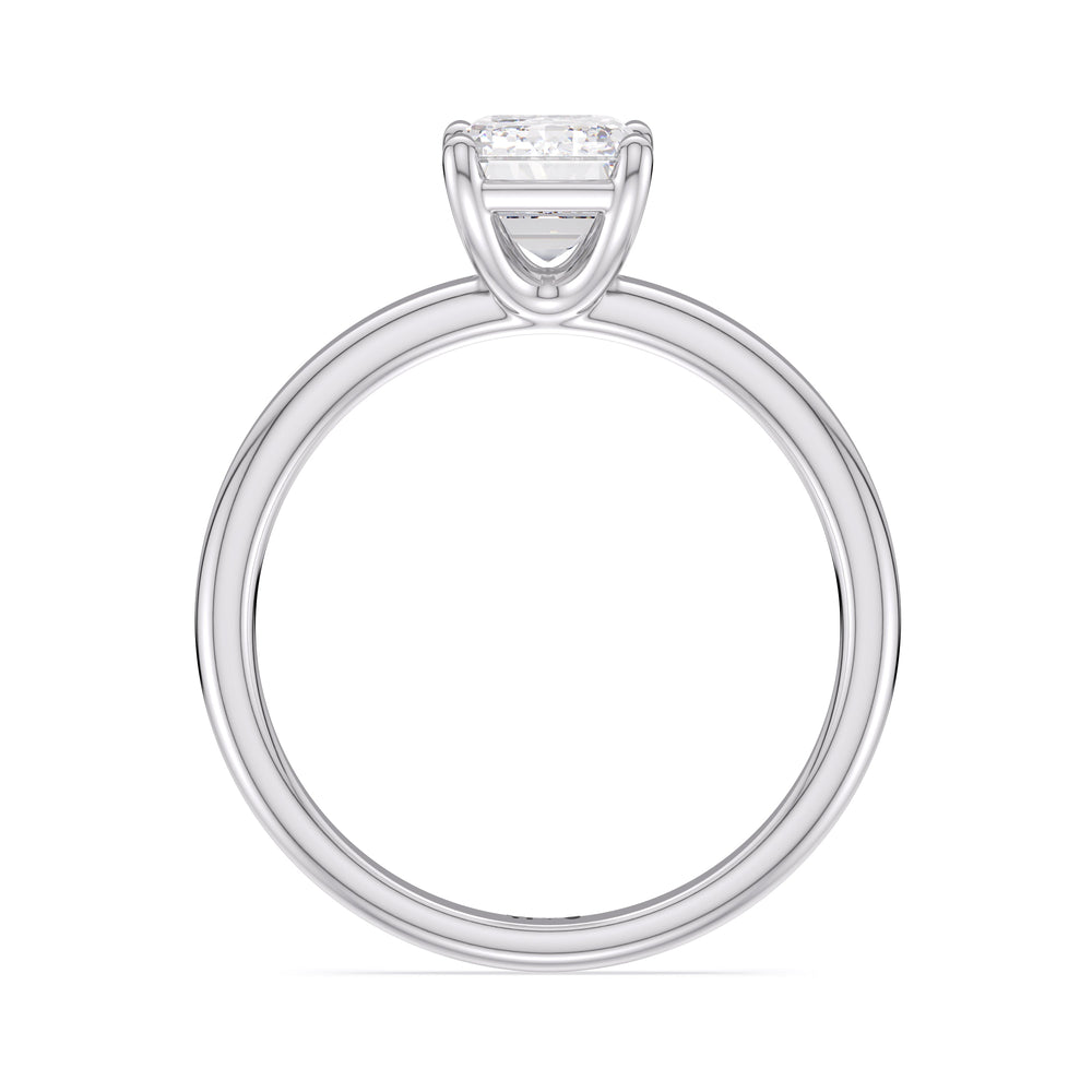 Emerald Cut Classic Four Prong Petite Comfort Fit Solitaire Engagement Ring (E+ VVS+) with Lab Grown Diamond in 14KT Platinum view 3

