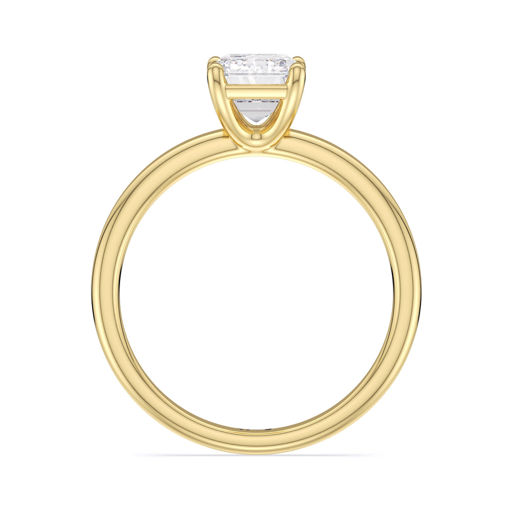 Emerald Cut Classic Four Prong Petite Comfort Fit Solitaire Engagement Ring (E+ VVS+) with Lab Grown Diamond in 14KT Yellow Gold view 3
