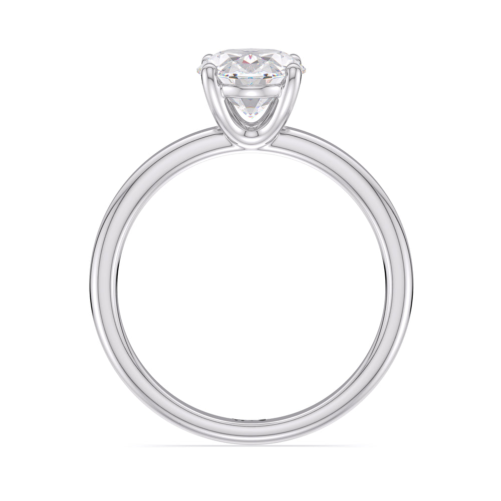 Classic Four Prong Petite Comfort Fit Solitaire Engagement Ring with Oval Cut Diamond in 14KT Platinum view 3
