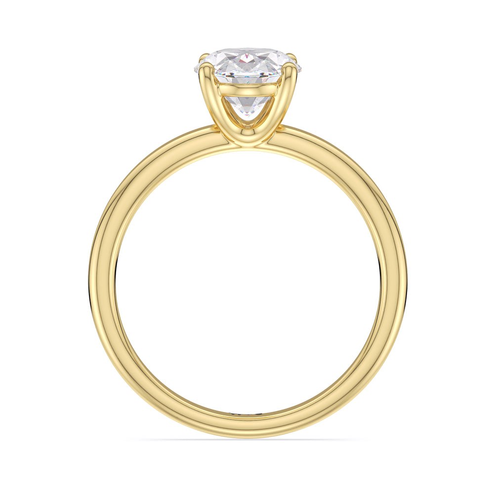Classic Four Prong Petite Comfort Fit Solitaire Engagement Ring with Oval Cut Diamond in 14KT Yellow Gold view 3
