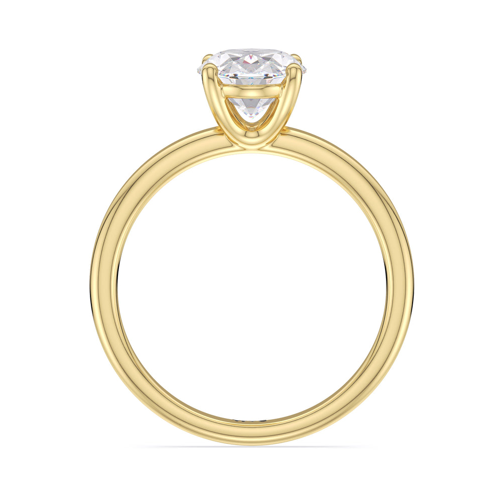 Oval Cut Classic Four Prong Petite Comfort Fit Solitaire Engagement Ring (E+ VVS+) with Lab Grown Diamond in 14KT Yellow Gold view 3
