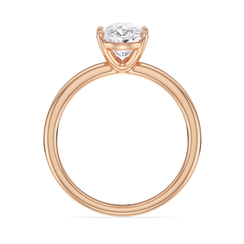 Classic Four Prong Petite Comfort Fit Solitaire Engagement Ring with Pear Cut Diamond in 14KT Rose Gold view 3
