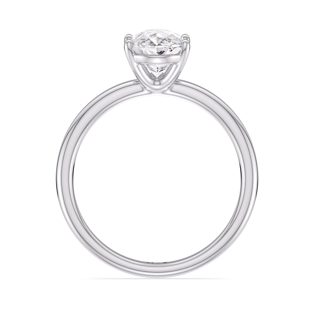 Classic Four Prong Petite Comfort Fit Solitaire Engagement Ring with Pear Cut Diamond in 14KT Platinum view 3
