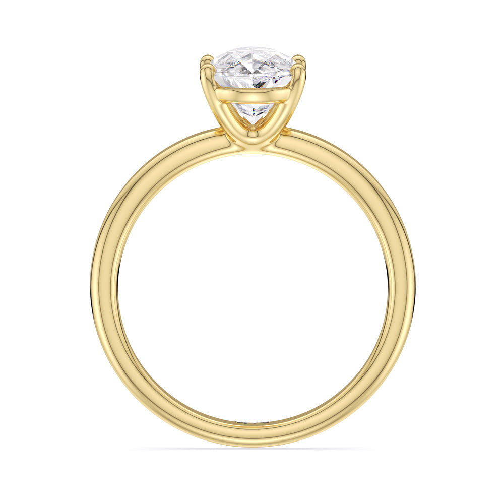 Classic Four Prong Petite Comfort Fit Solitaire Engagement Ring with Pear Cut Diamond in 14KT Yellow Gold view 3
