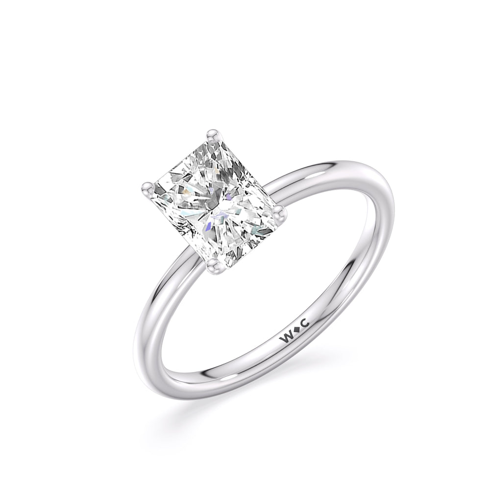 Radiant Cut Classic Four Prong Petite Comfort Fit Solitaire Engagement Ring (E+ VVS+) with Lab Grown Diamond in 14KT Platinum view 3
