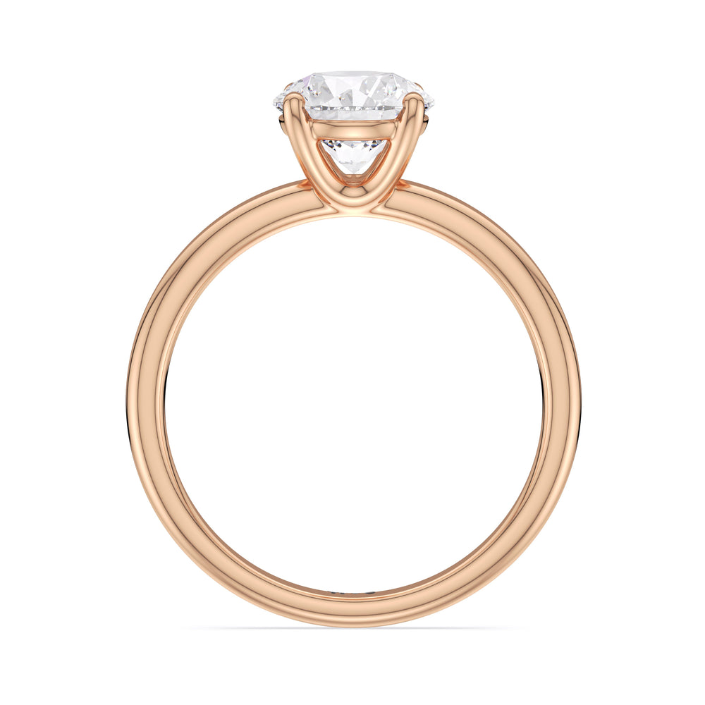 Round Cut Classic Four Prong Petite Comfort Fit Solitaire Engagement Ring (E+ VVS+) with Lab Grown Diamond in 14KT Rose Gold view 3
