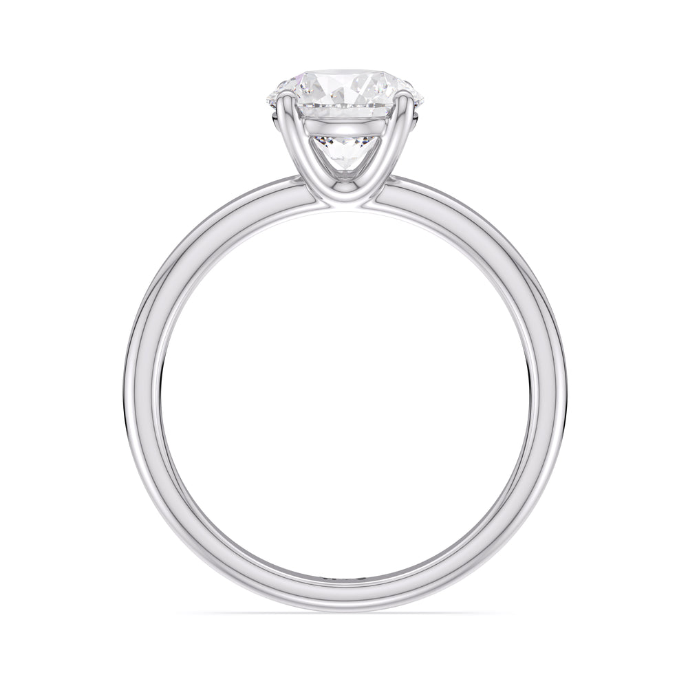 Classic Four Prong Petite Comfort Fit Solitaire Engagement Ring with Round Cut Diamond in 14KT Platinum view 3

