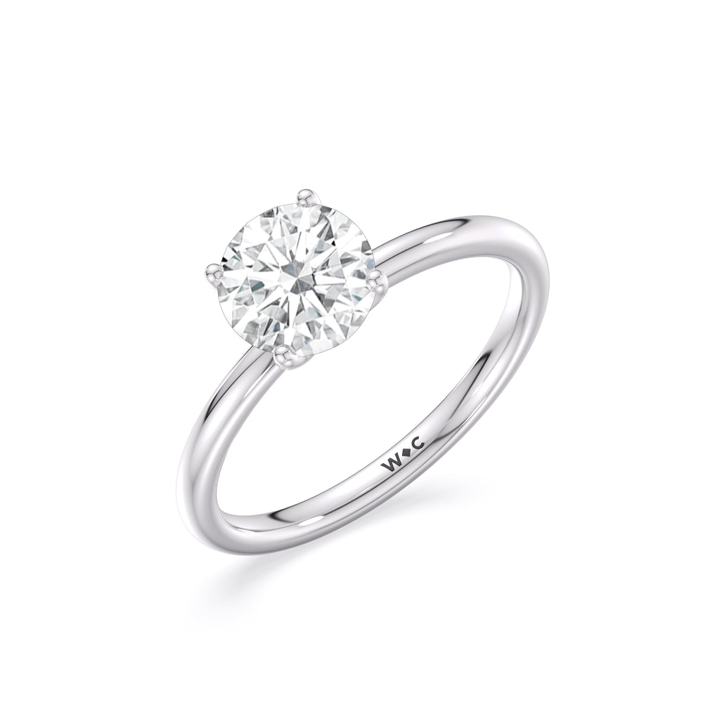 Round Cut Classic Four Prong Petite Comfort Fit Solitaire Engagement Ring (E+ VVS+) with Lab Grown Diamond in 14KT Platinum view 4
