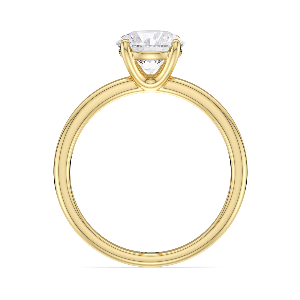 Classic Four Prong Petite Comfort Fit Solitaire Engagement Ring with Round Cut Diamond in 14KT Yellow Gold view 3
