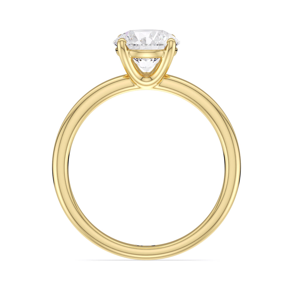 Round Cut Classic Four Prong Petite Comfort Fit Solitaire Engagement Ring (E+ VVS+) with Lab Grown Diamond in 14KT Yellow Gold view 3
