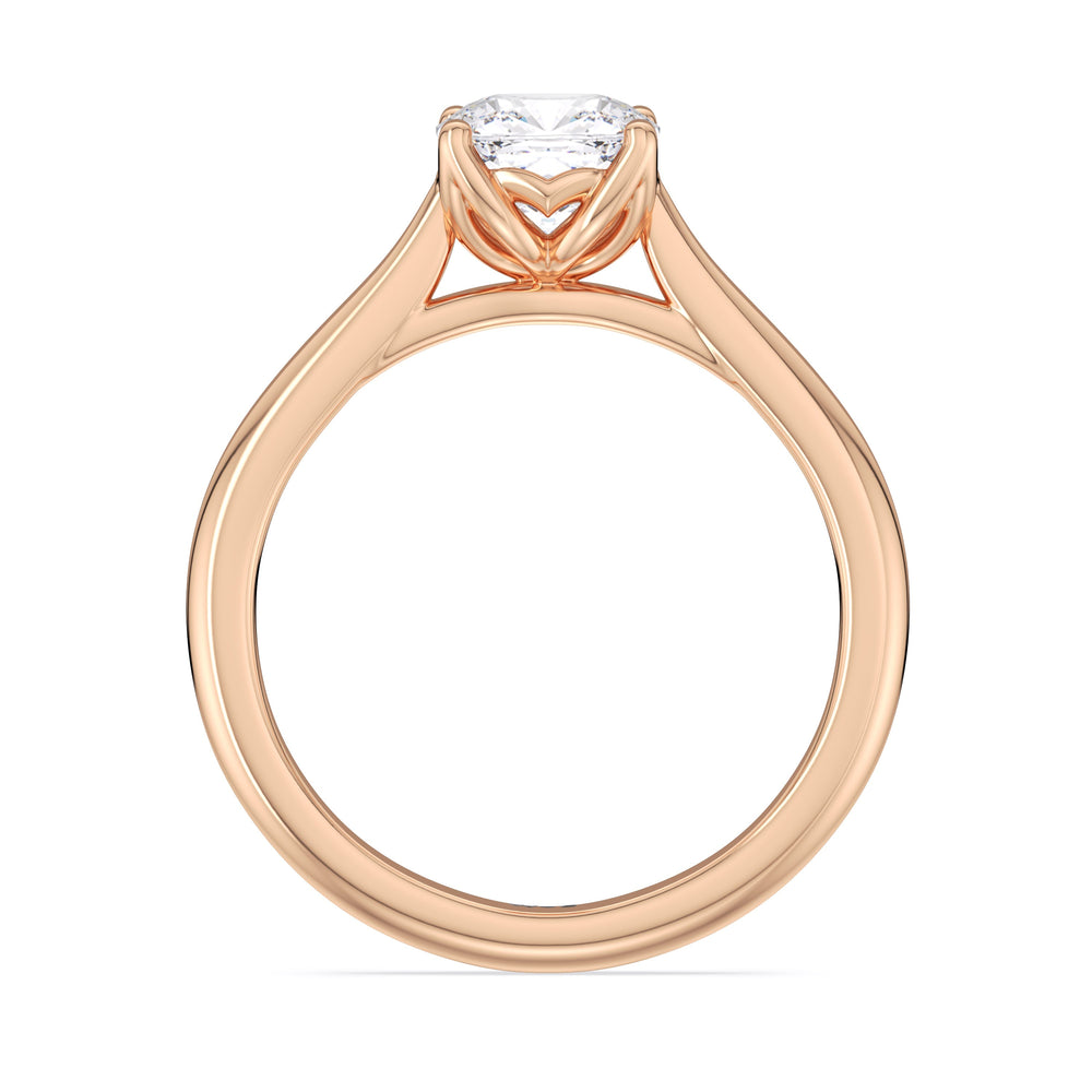 Cushion Cut Tulip Basket Cathedral Classic Solitaire Engagement Ring (E+ VVS+) with Lab Grown Diamond in 14KT Rose Gold view 2
