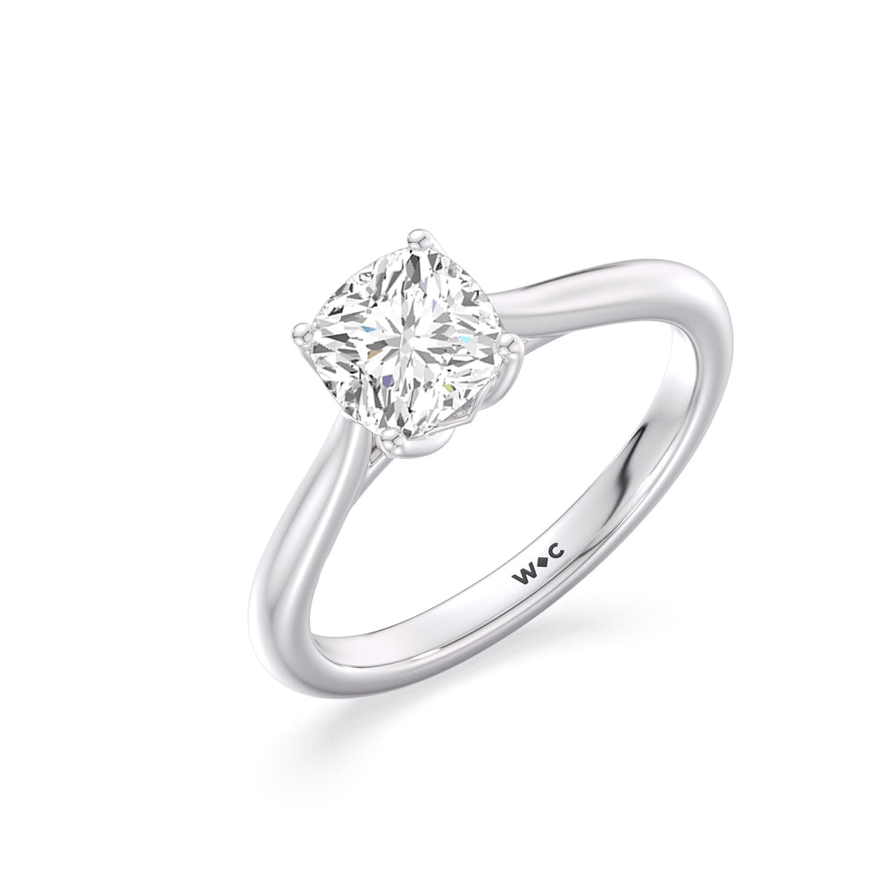 Cushion Cut Tulip Basket Cathedral Classic Solitaire Engagement Ring (E+ VVS+) with Lab Grown Diamond in 14KT Platinum view 3
