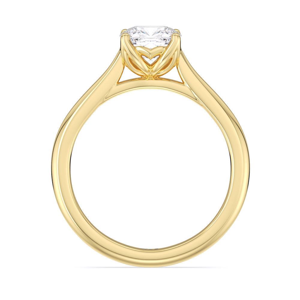 Cushion Cut Tulip Basket Cathedral Classic Solitaire Engagement Ring (E+ VVS+) with Lab Grown Diamond in 14KT Yellow Gold view 2
