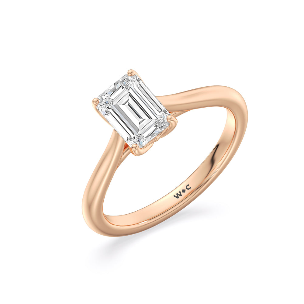 Emerald Cut Tulip Basket Cathedral Classic Solitaire Engagement Ring (E+ VVS+) with Lab Grown Diamond in 14KT Rose Gold view 3
