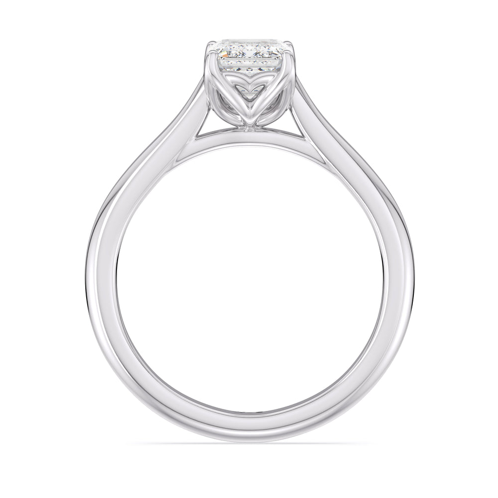 Emerald Cut Tulip Basket Cathedral Classic Solitaire Engagement Ring (E+ VVS+) with Lab Grown Diamond in 14KT Platinum view 2

