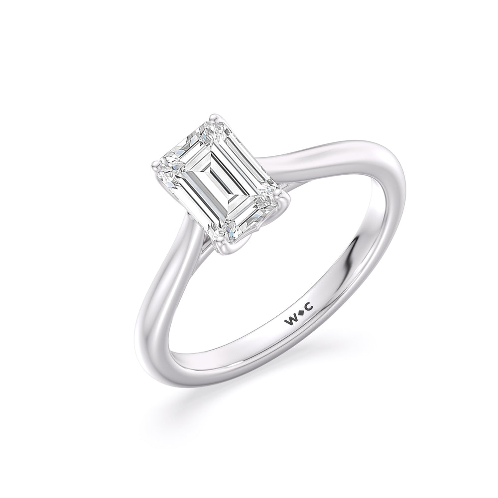 Emerald Cut Tulip Basket Cathedral Classic Solitaire Engagement Ring (E+ VVS+) with Lab Grown Diamond in 14KT Platinum view 3
