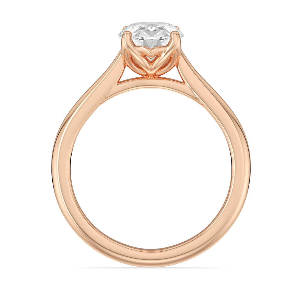 Oval Cut Tulip Basket Cathedral Classic Solitaire Engagement Ring (E+ VVS+) with Lab Grown Diamond in 14KT Rose Gold view 3
