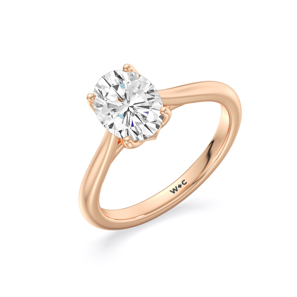 Oval Cut Tulip Basket Cathedral Classic Solitaire Engagement Ring (E+ VVS+) with Lab Grown Diamond in 14KT Rose Gold view 4
