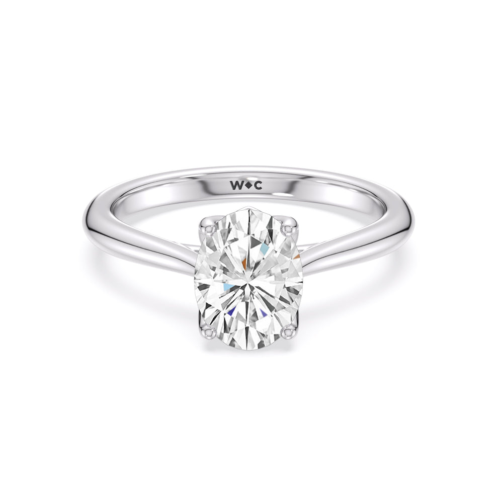 1 1/2 cttw Oval Cut Tulip Basket Cathedral Classic Solitaire Engagement Ring with 1 1/2 Cut Diamond in 14KT Oval view 1
