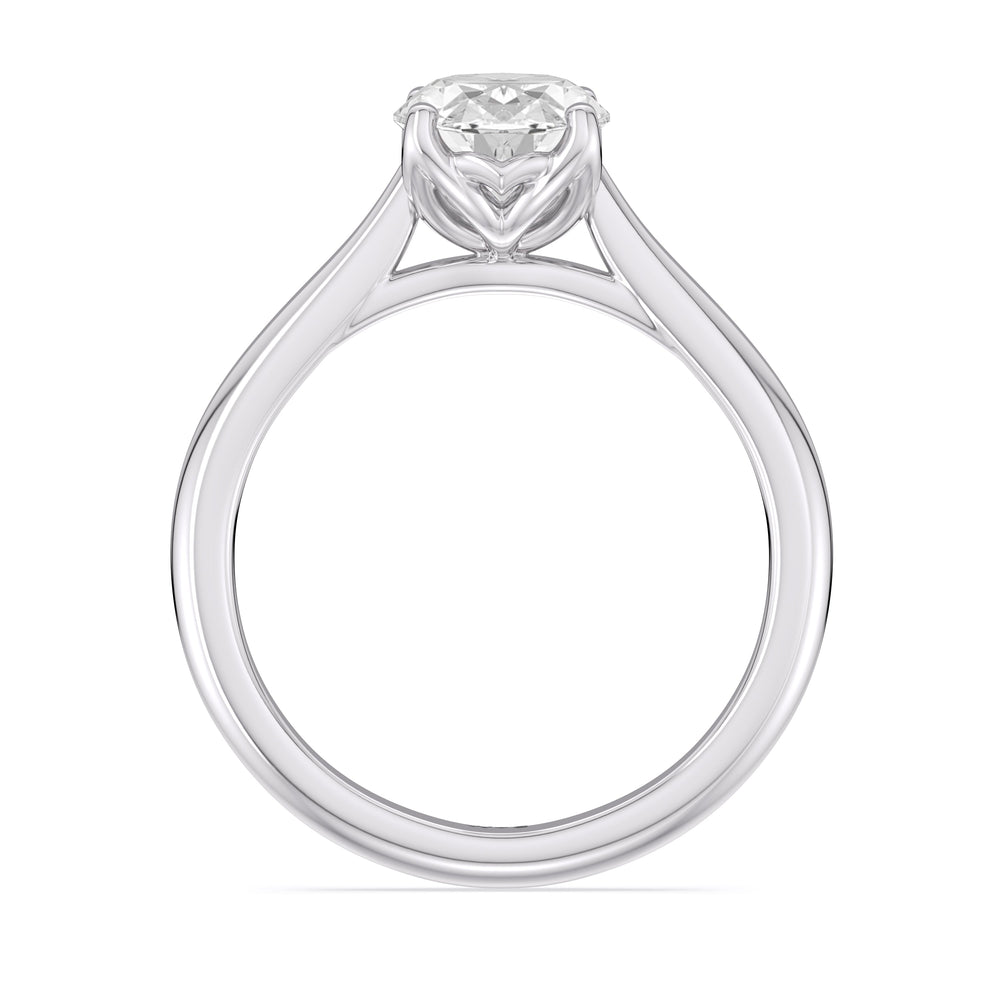 Oval Cut Tulip Basket Cathedral Classic Solitaire Engagement Ring (E+ VVS+) with Lab Grown Diamond in 14KT Platinum view 3

