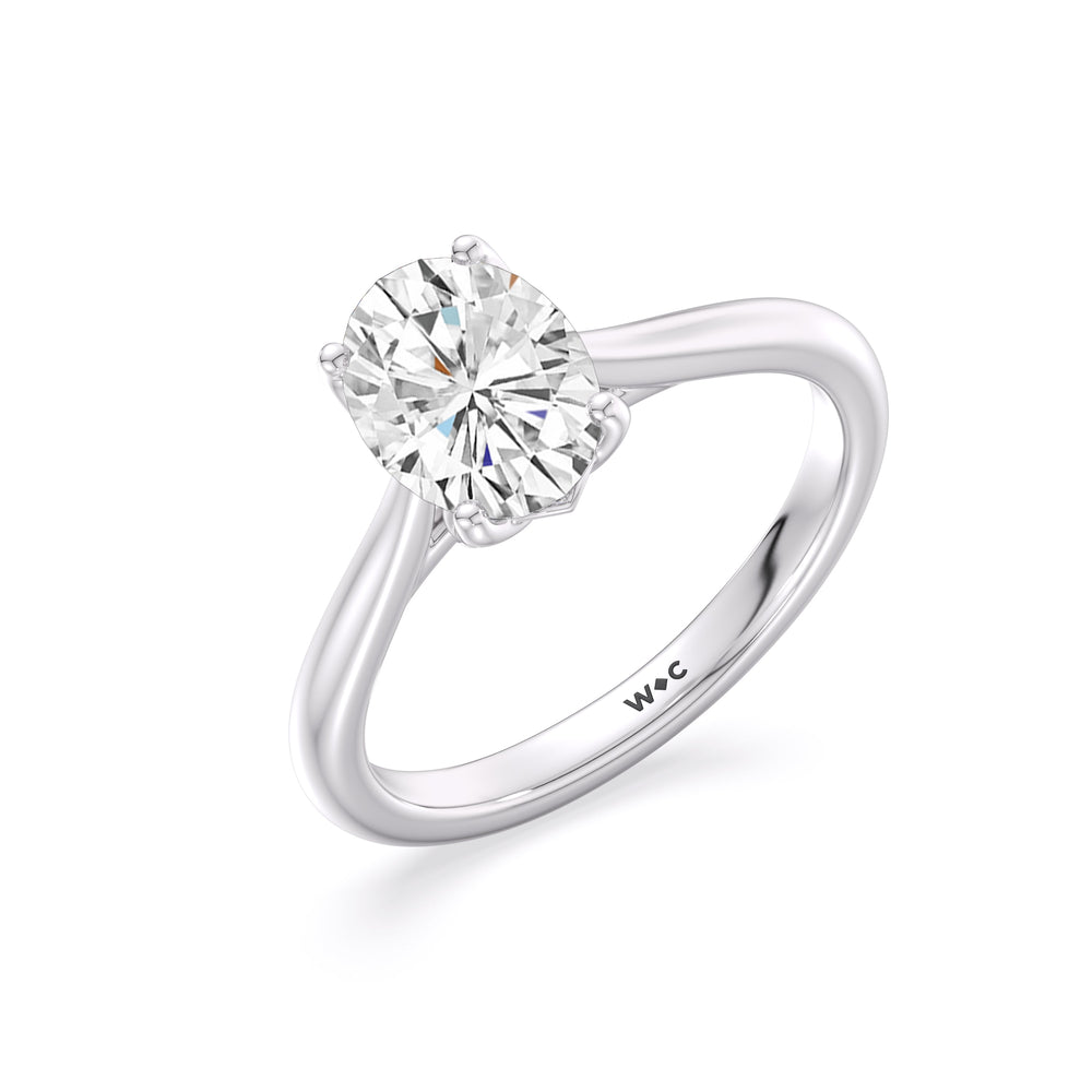 Oval Cut Tulip Basket Cathedral Classic Solitaire Engagement Ring (E+ VVS+) with Lab Grown Diamond in 14KT Platinum view 4
