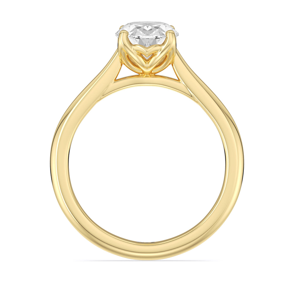 Oval Cut Tulip Basket Cathedral Classic Solitaire Engagement Ring (E+ VVS+) with Lab Grown Diamond in 14KT Yellow Gold view 3
