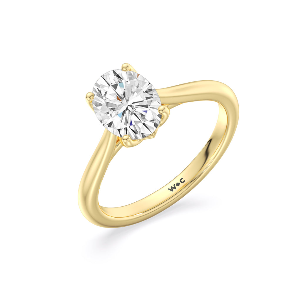 Oval Cut Tulip Basket Cathedral Classic Solitaire Engagement Ring (E+ VVS+) with Lab Grown Diamond in 14KT Yellow Gold view 4
