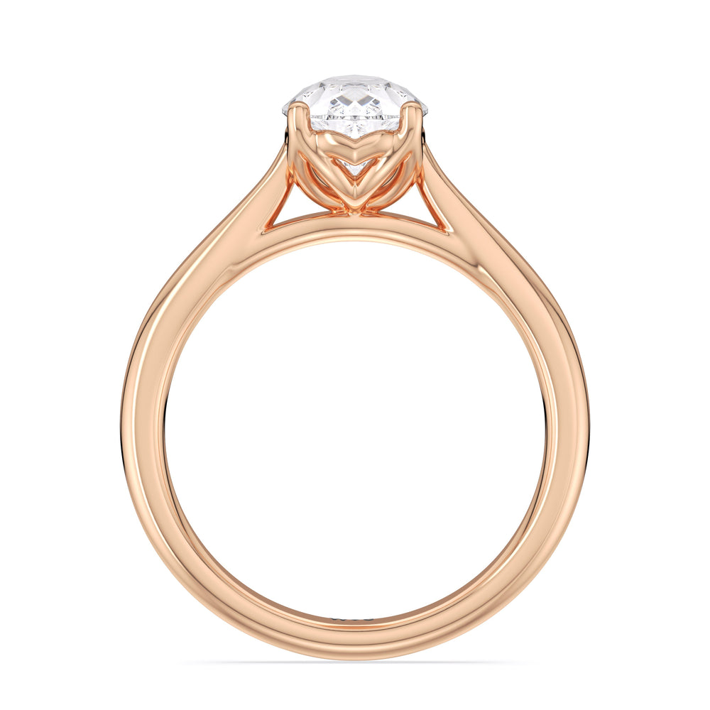 Pear Cut Tulip Basket Cathedral Classic Solitaire Engagement Ring (E+ VVS+) with Lab Grown Diamond in 14KT Rose Gold view 2
