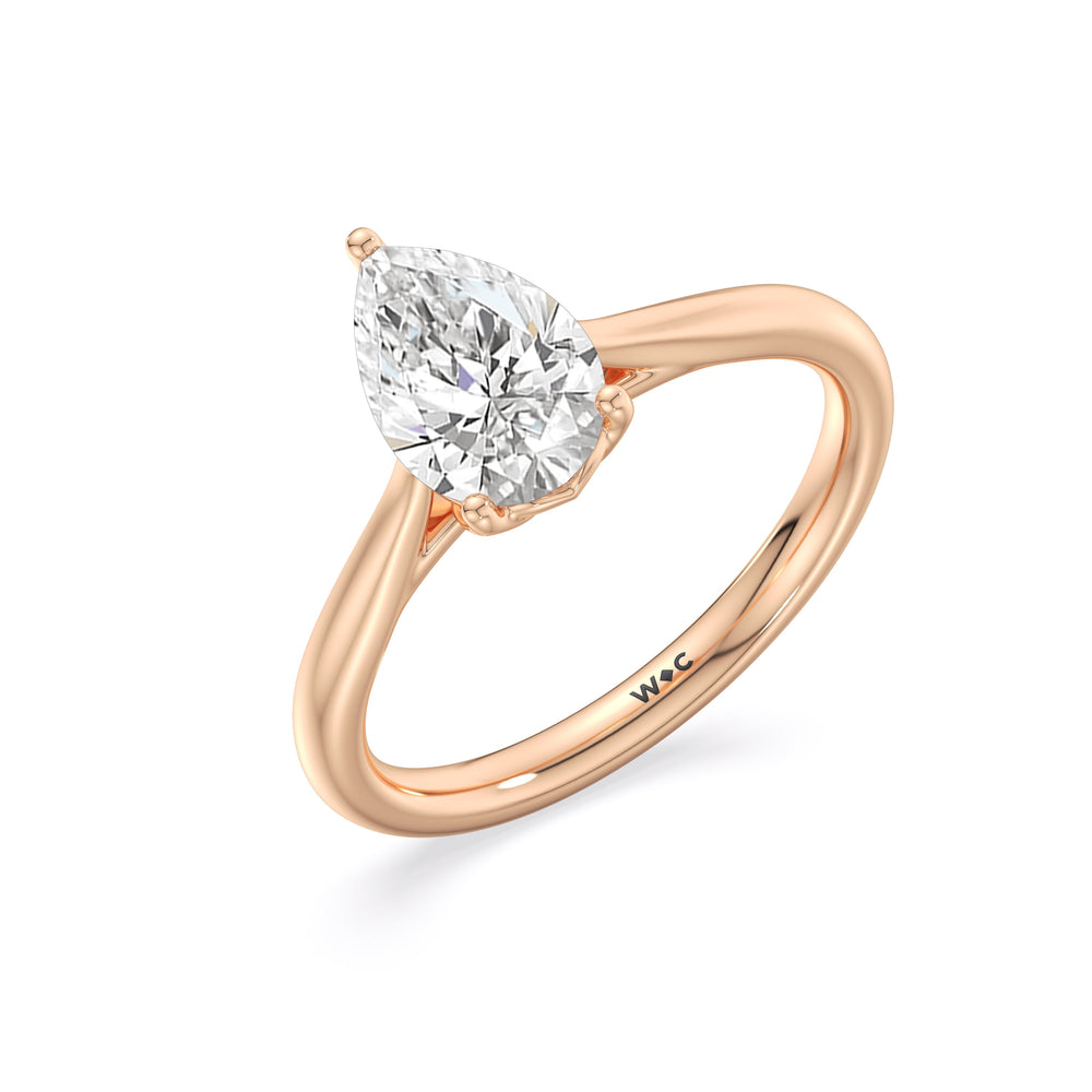 Pear Cut Tulip Basket Cathedral Classic Solitaire Engagement Ring (E+ VVS+) with Lab Grown Diamond in 14KT Rose Gold view 3
