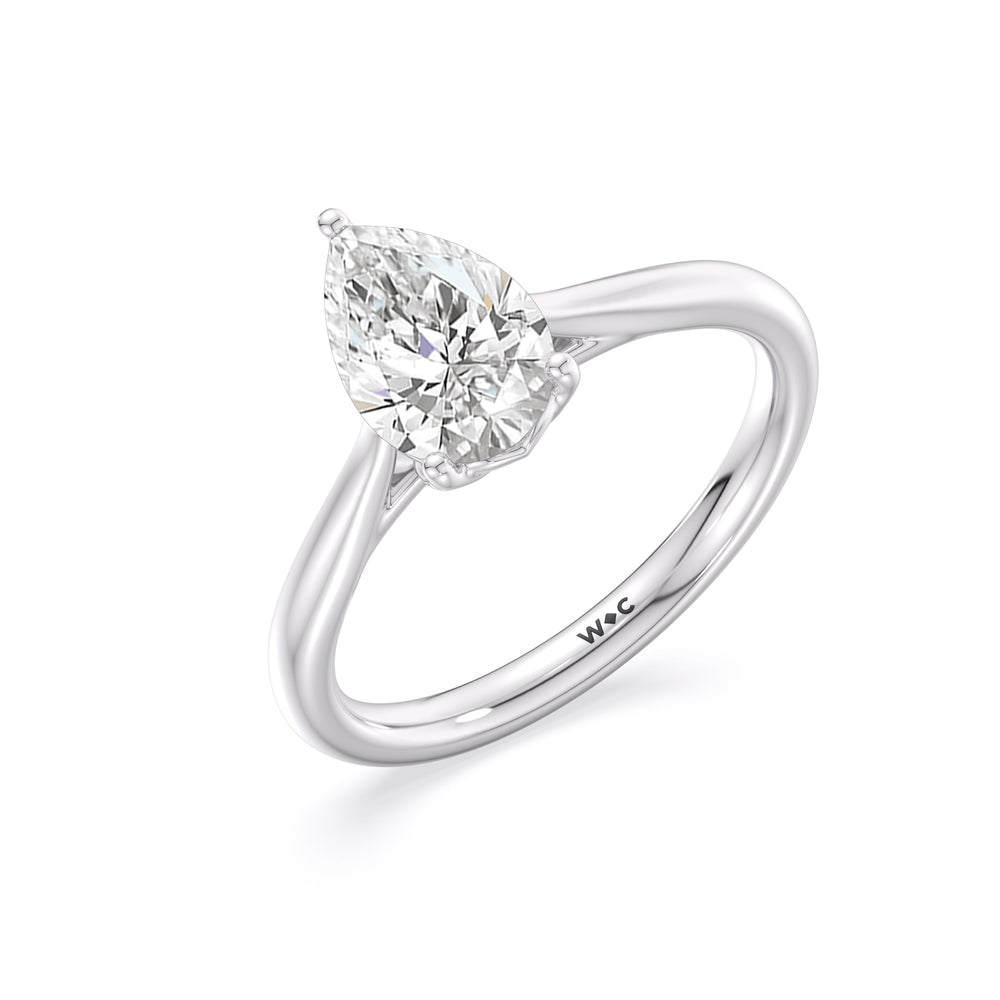 Pear Cut Tulip Basket Cathedral Classic Solitaire Engagement Ring (E+ VVS+) with Lab Grown Diamond in 14KT Platinum view 3
